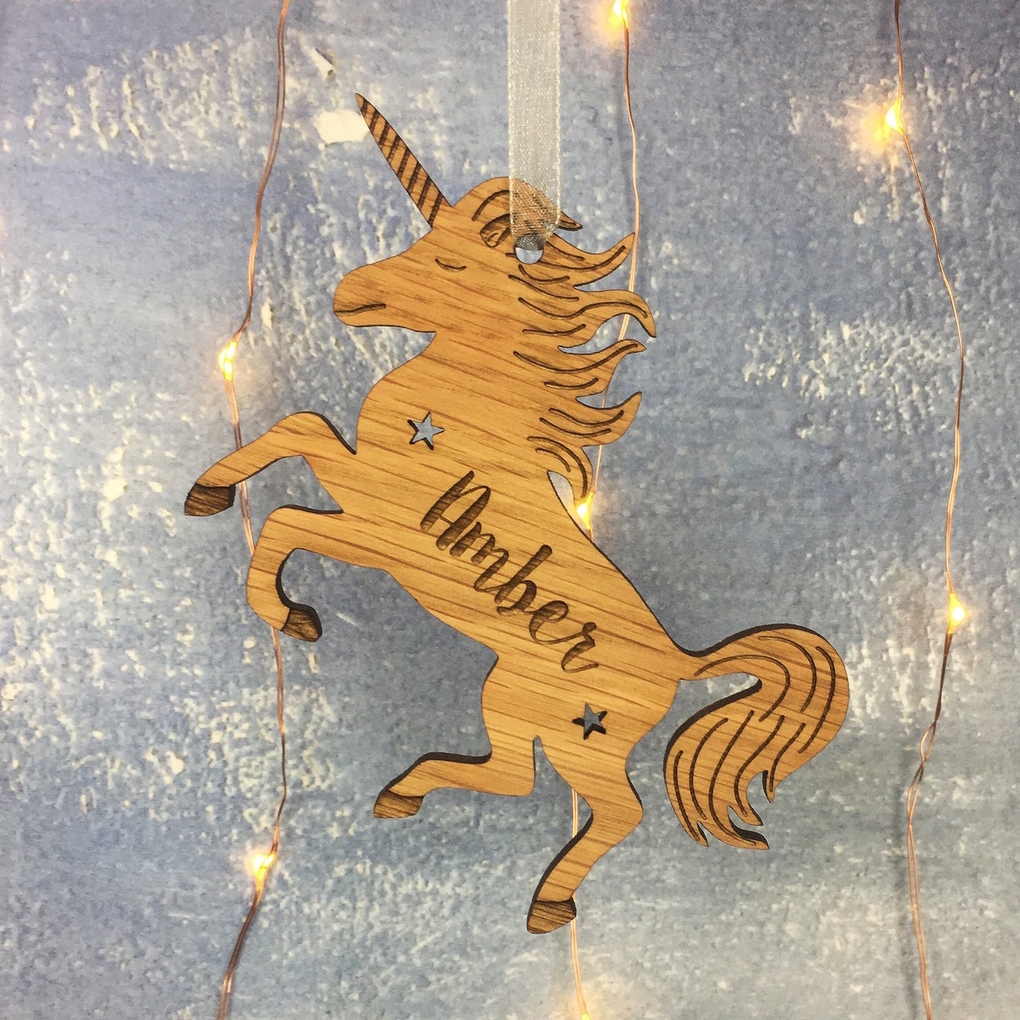 Wooden Unicorn Personalised Hanging Decoration