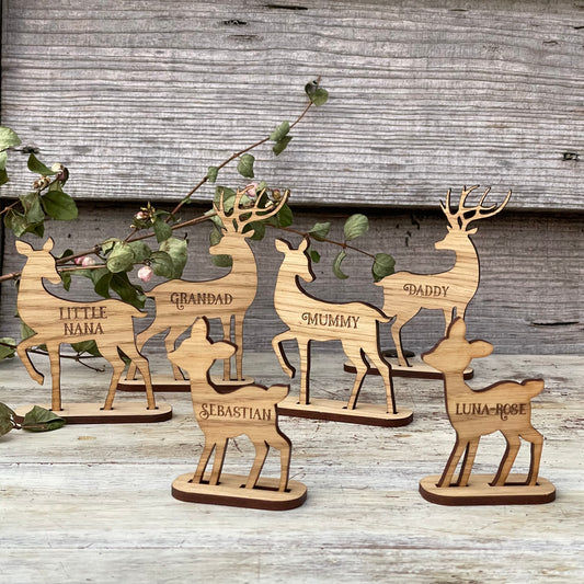 Wooden Personalised Deer Table Place Names