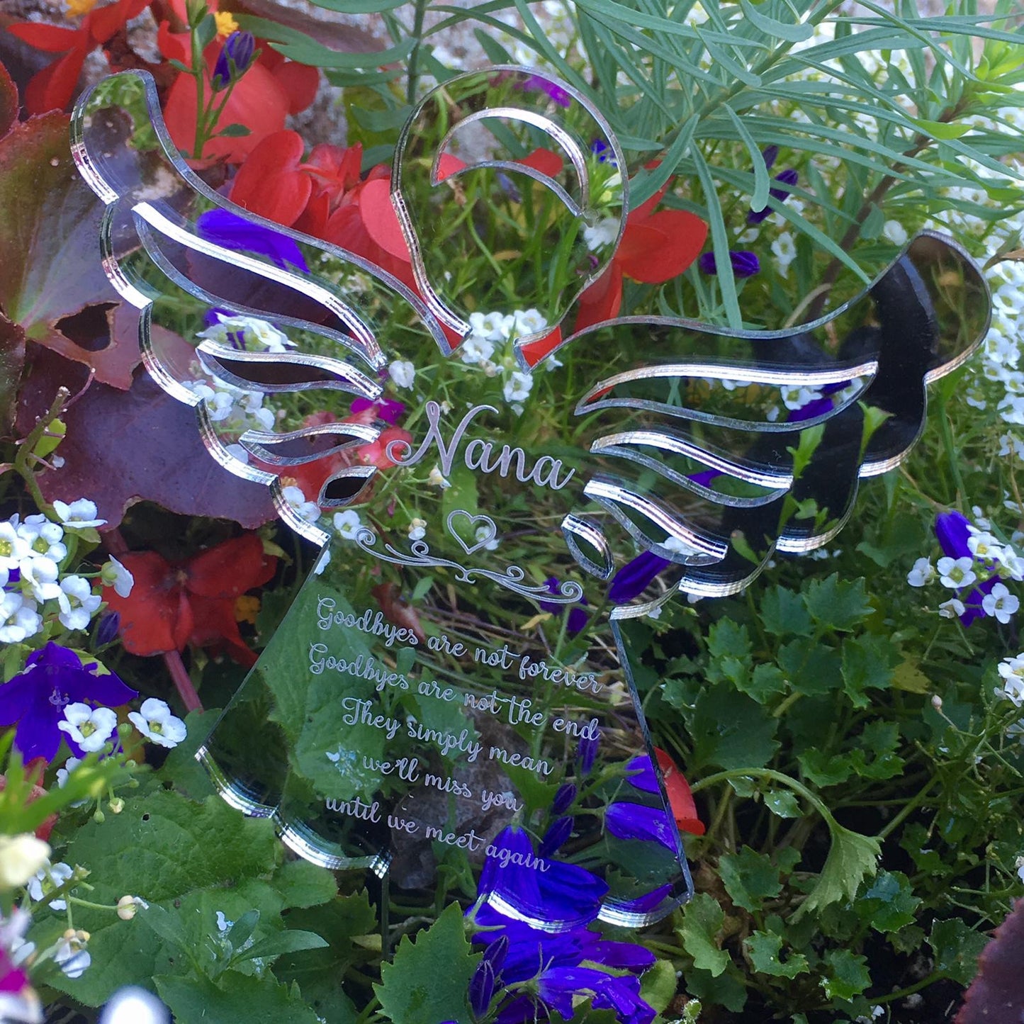 Angel Remembrance Garden Decoration - Silver Mirrored - Ground