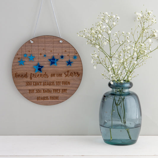 Personalised 'Friends are like stars...' Hanging Plaque