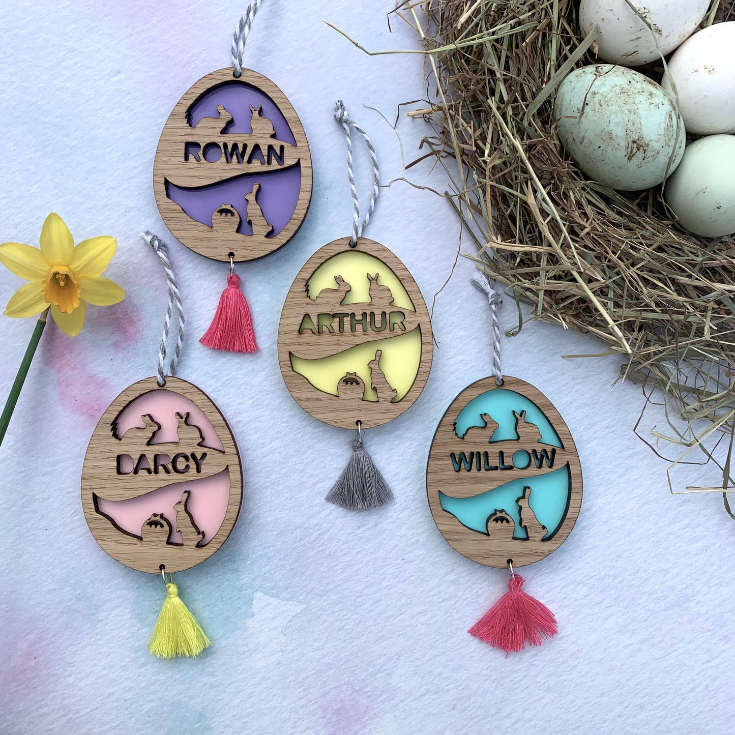 Lasercut Decorative Personalised Hanging Easter Egg